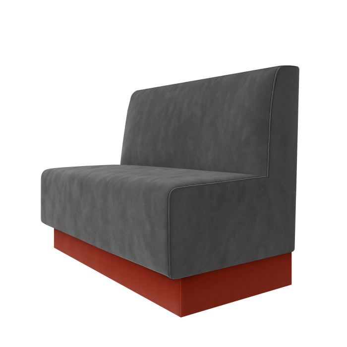 Schmidt | Gastrobank | B:H 100 x 100 cm | Grau | Glatt | Samt | Fußleiste Rot