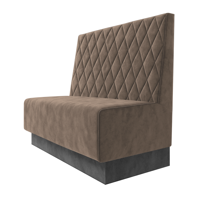 Schmidt | Gastrobank | B:H 100 x 100 cm | Taupe | Raute | Samt | Fußleiste Grau