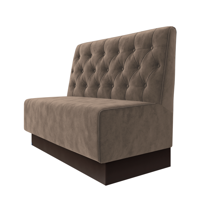 Schmidt | Gastrobank | B:H 100 x 100 cm | Taupe | Chesterfield | Samt | Fußleiste Braun