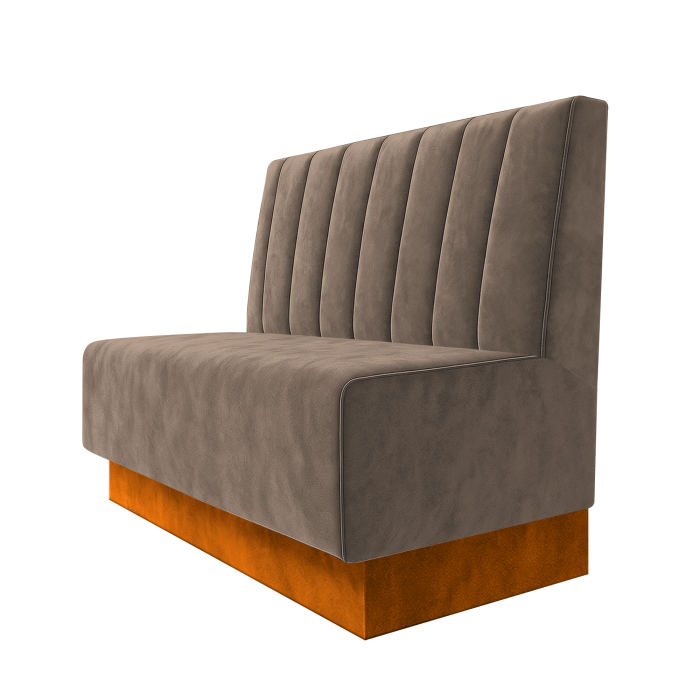 Schmidt | Gastrobank | B:H 100 x 100 cm | Taupe | Gestreift 12cm | Samt | Fußleiste Orange