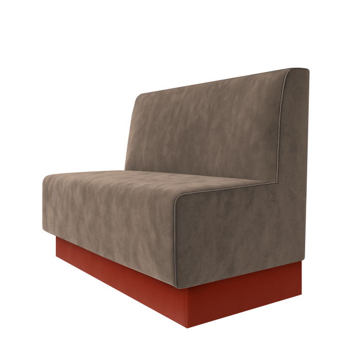 Schmidt | Gastrobank | B:H 100 x 100 cm | Taupe | Glatt | Samt | Fußleiste Rot