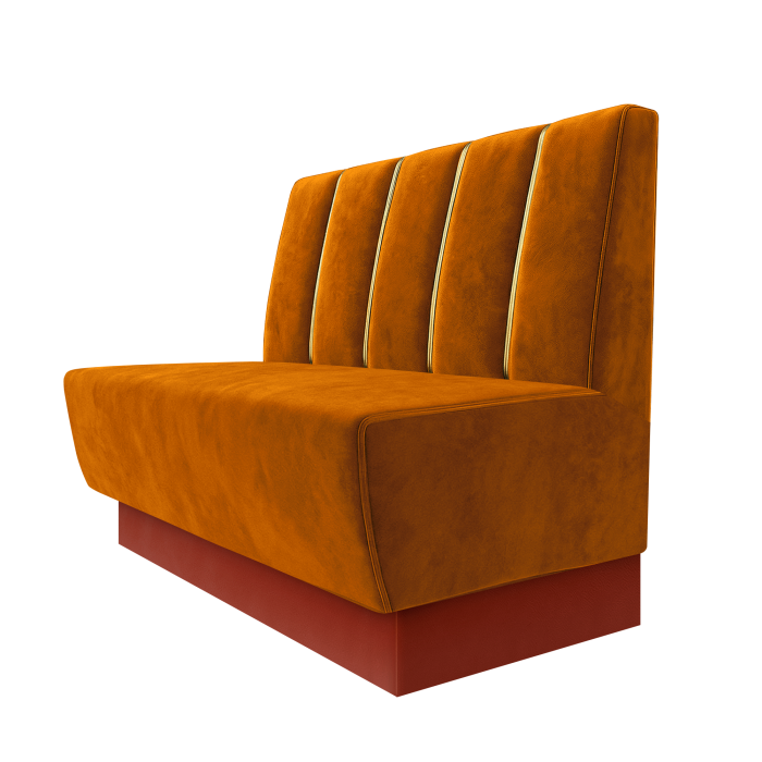Meyer | Gastrobank | B:H 100 x 100 cm | Orange | Dubai | Samt | Fußleiste Rot