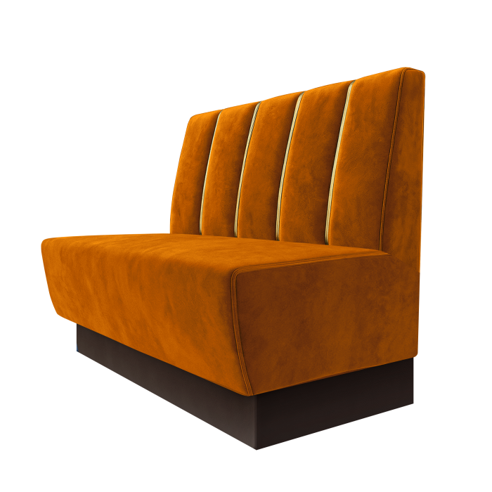 Meyer | Gastrobank | B:H 100 x 100 cm | Orange | Dubai | Samt | Fußleiste Braun