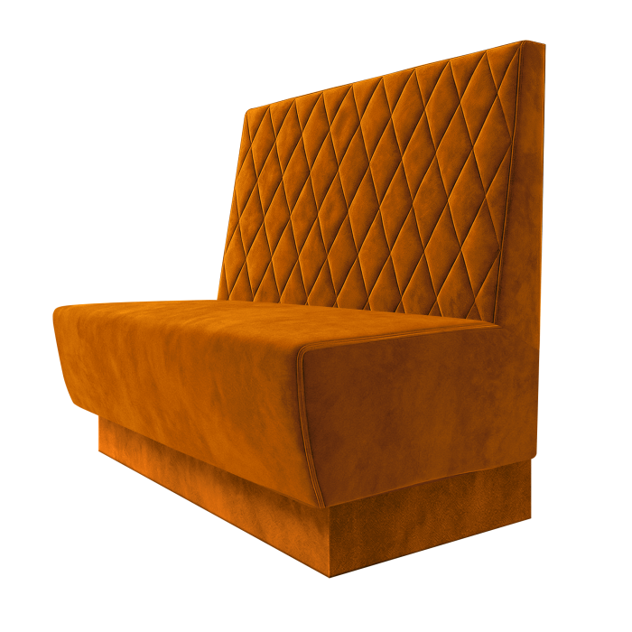 Meyer | Gastrobank | B:H 100 x 100 cm | Orange | Raute | Samt | Fußleiste Orange