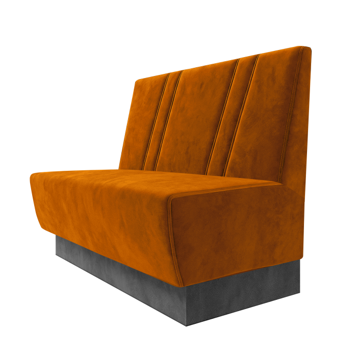 Meyer | Gastrobank | B:H 100 x 100 cm | Orange | Schräg Gestreift | Samt | Fußleiste Grau
