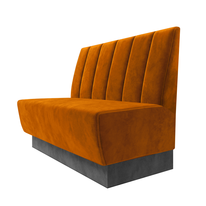 Meyer | Gastrobank | B:H 100 x 100 cm | Orange | Gestreift Doppelnahnt 24cm | Samt | Fußleiste Grau