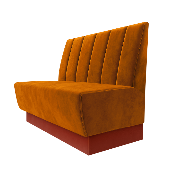 Meyer | Gastrobank | B:H 100 x 100 cm | Orange | Gestreift Doppelnahnt 24cm | Samt | Fußleiste Rot