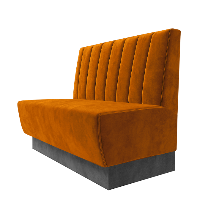 Meyer | Gastrobank | B:H 100 x 100 cm | Orange | Gestreift 12cm | Samt | Fußleiste Grau