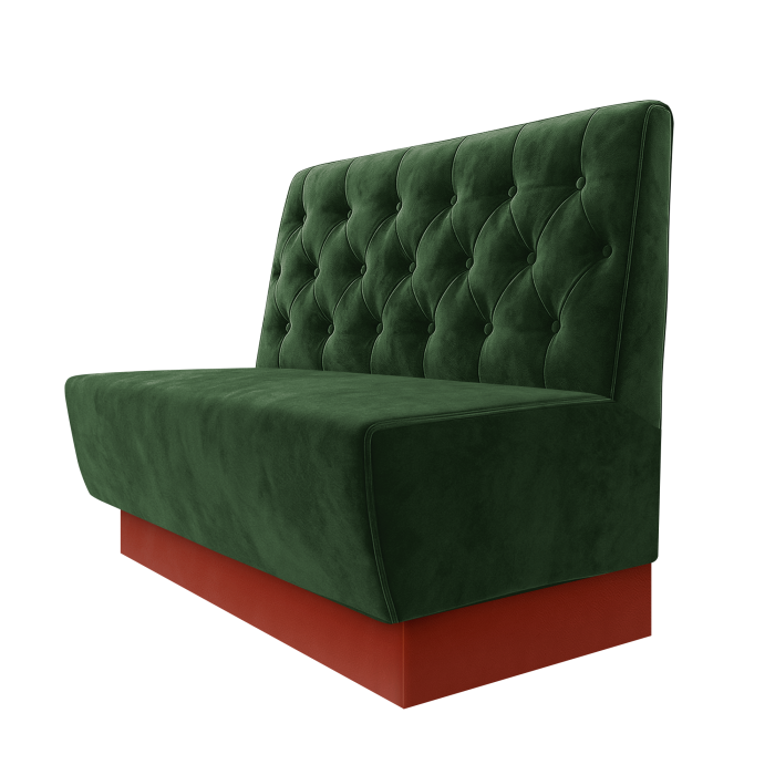 Meyer | Gastrobank | B:H 100 x 100 cm | Grün | Chesterfield | Samt | Fußleiste Rot