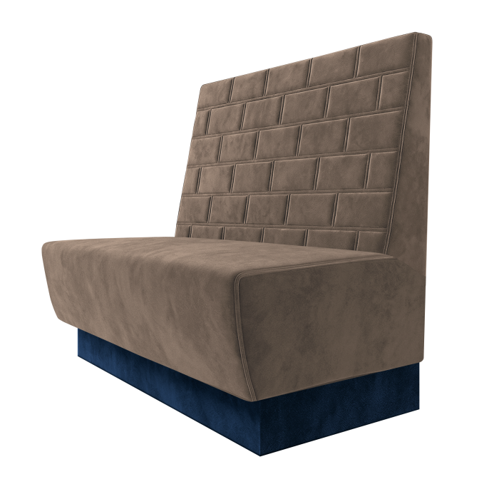 Meyer | Gastrobank | B:H 100 x 100 cm | Taupe | Stein | Samt | Fußleiste Blau