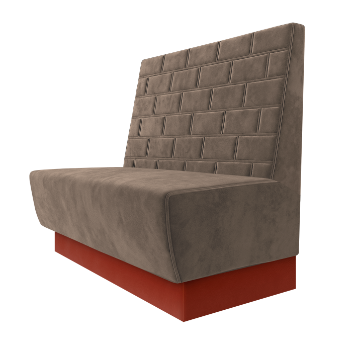 Meyer | Gastrobank | B:H 100 x 100 cm | Taupe | Stein | Samt | Fußleiste Rot
