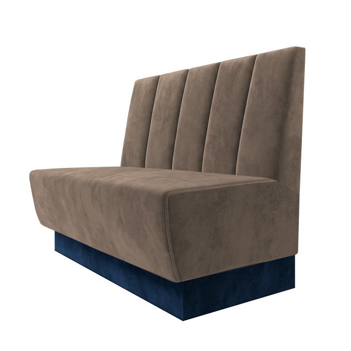 Meyer | Gastrobank | B:H 100 x 100 cm | Taupe | Tief Gestreift | Samt | Fußleiste Blau