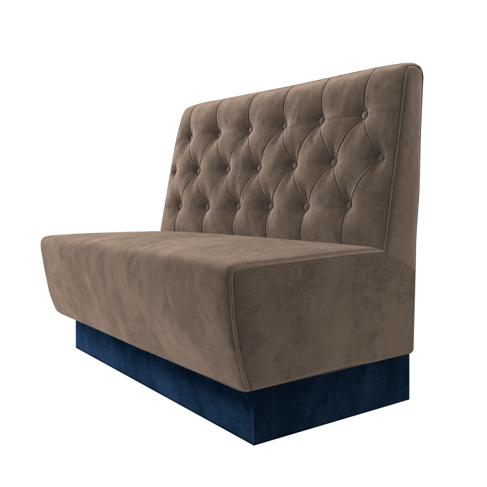 Meyer | Gastrobank | B:H 100 x 100 cm | Taupe | Chesterfield | Samt | Fußleiste Blau