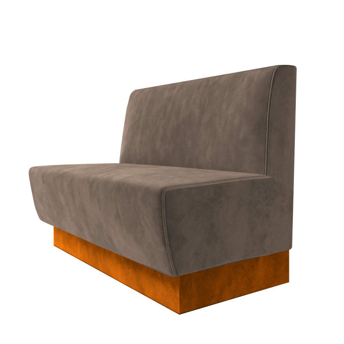 Meyer | Gastrobank | B:H 100 x 100 cm | Taupe | Glatt | Samt | Fußleiste Orange