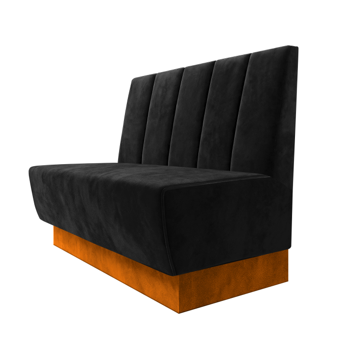 Meyer | Gastrobank | B:H 100 x 100 cm | Schwarz | Tief Gestreift | Samt | Fußleiste Orange