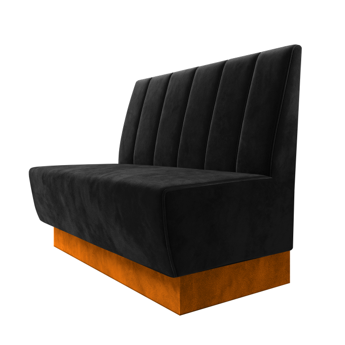 Meyer | Gastrobank | B:H 100 x 100 cm | Schwarz | Gestreift Doppelnahnt 24cm | Samt | Fußleiste Orange