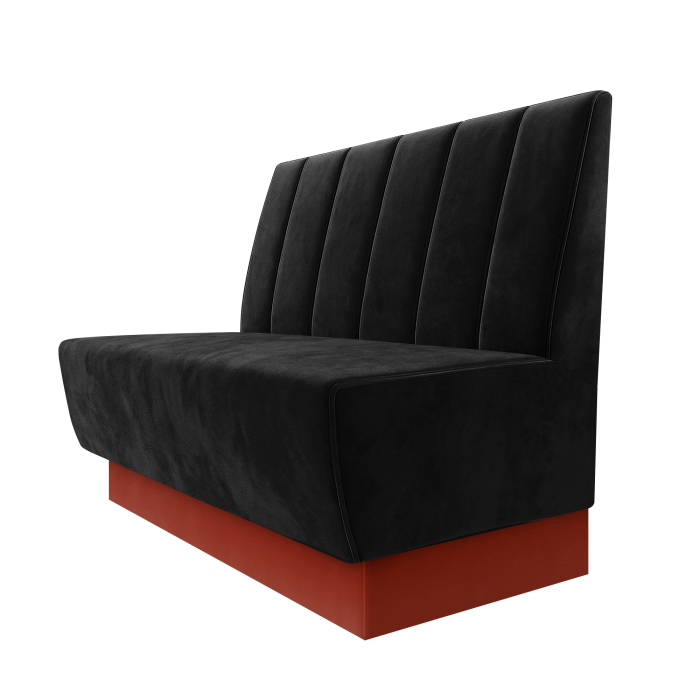 Meyer | Gastrobank | B:H 100 x 100 cm | Schwarz | Gestreift Doppelnahnt 24cm | Samt | Fußleiste Rot