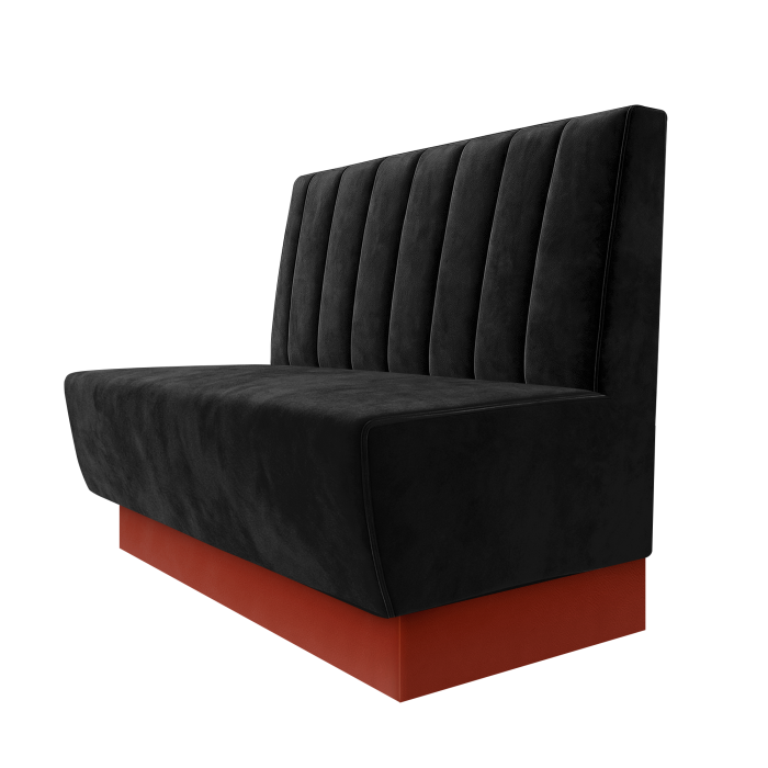 Meyer | Gastrobank | B:H 100 x 100 cm | Schwarz | Gestreift 12cm | Samt | Fußleiste Rot