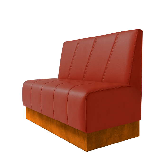 Fischer | Gastrobank | B:H 100 x 100 cm | Rot | Schräg Gestreift | Leder | Fußleiste Orange