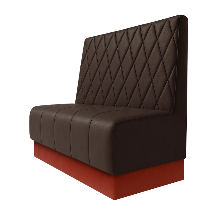 Fischer | Gastrobank | B:H 100 x 100 cm | Braun | Raute | Leder | Fußleiste Rot