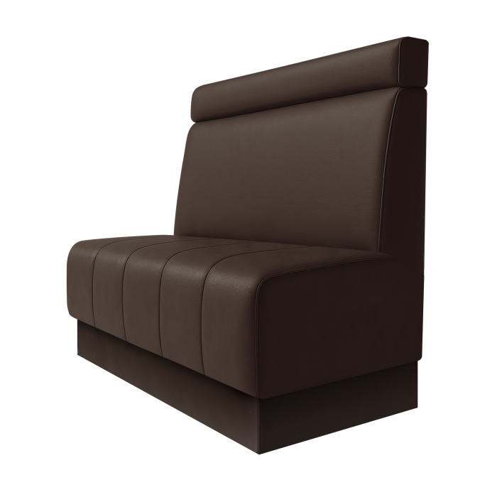 Fischer | Gastrobank | B:H 100 x 100 cm | Braun | Glatt + Kopfteil | Leder | Fußleiste Braun