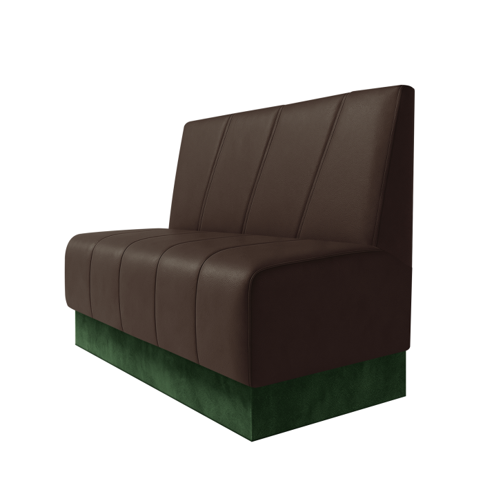 Fischer | Gastrobank | B:H 100 x 100 cm | Braun | Schräg Gestreift | Leder | Fußleiste Grün