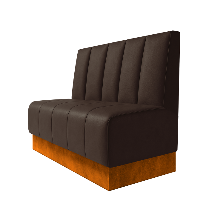 Fischer | Gastrobank | B:H 100 x 100 cm | Braun | Tief Gestreift | Leder | Fußleiste Orange