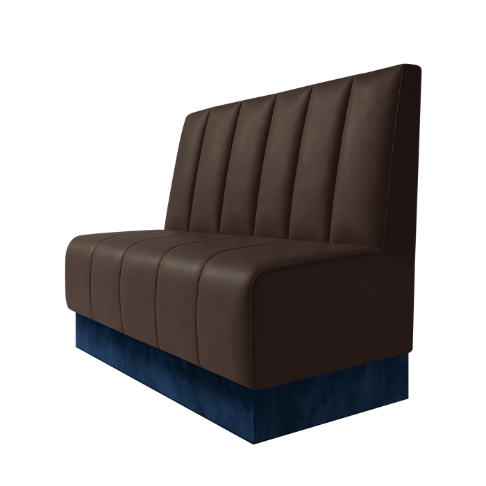 Fischer | Gastrobank | B:H 100 x 100 cm | Braun | Gestreift Doppelnahnt 24cm | Leder | Fußleiste Blau