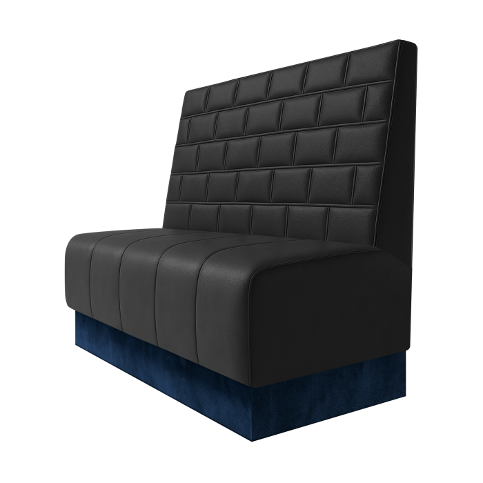 Fischer | Gastrobank | B:H 100 x 100 cm | Schwarz | Stein | Leder | Fußleiste Blau