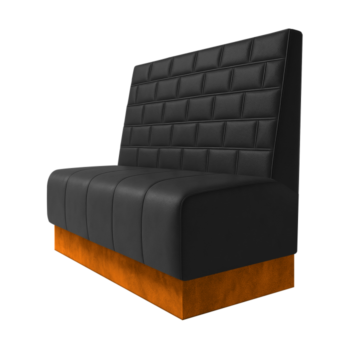 Fischer | Gastrobank | B:H 100 x 100 cm | Schwarz | Stein | Leder | Fußleiste Orange