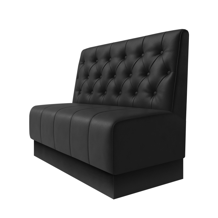 Fischer | Gastrobank | B:H 100 x 100 cm | Schwarz | Chesterfield | Leder | Fußleiste Schwarz