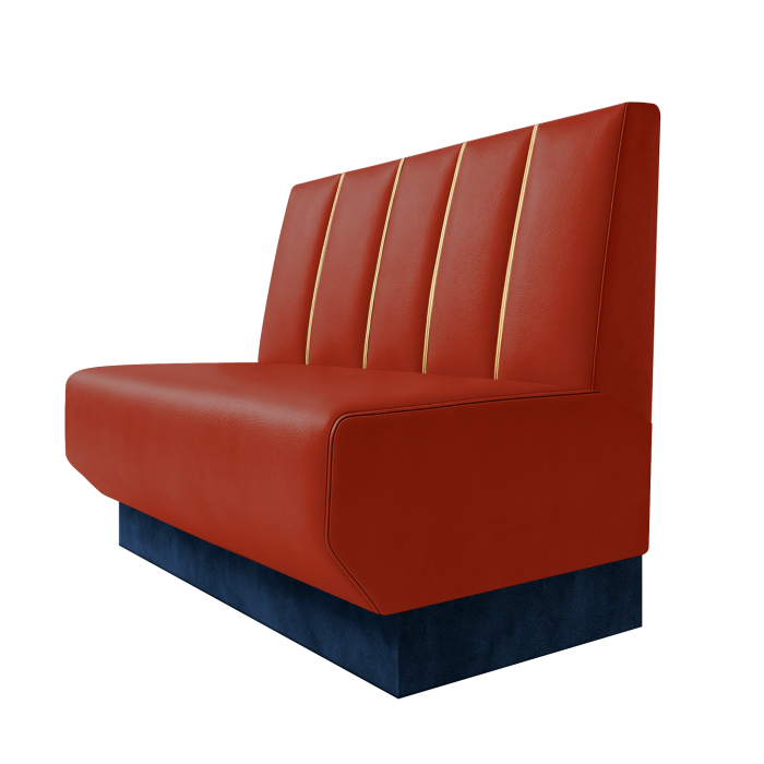 Wagner | Gastrobank | B:H 100 x 100 cm | Rot | Dubai | Leder | Fußleiste Blau