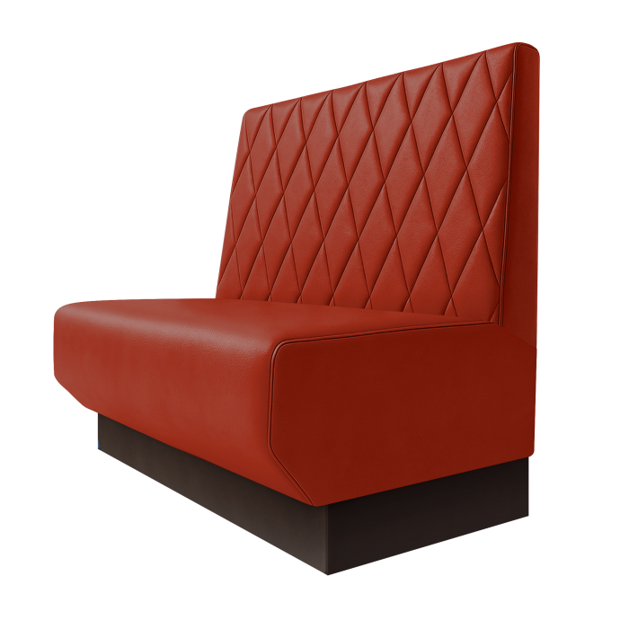 Wagner | Gastrobank | B:H 100 x 100 cm | Rot | Raute | Leder | Fußleiste Braun