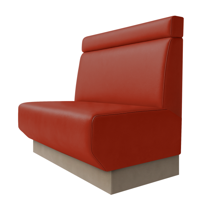 Wagner | Gastrobank | B:H 100 x 100 cm | Rot | Glatt + Kopfteil | Leder | Fußleiste Taupe