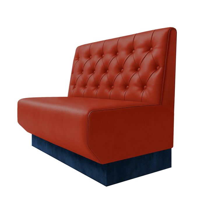 Wagner | Gastrobank | B:H 100 x 100 cm | Rot | Chesterfield | Leder | Fußleiste Blau
