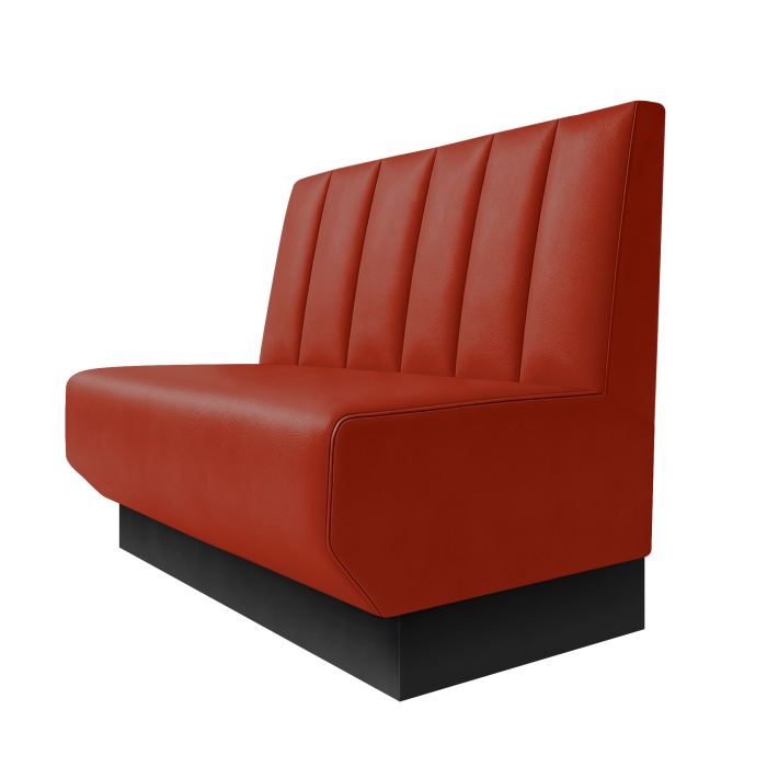 Wagner | Gastrobank | B:H 100 x 100 cm | Rot | Gestreift Doppelnahnt 24cm | Leder | Fußleiste Schwarz