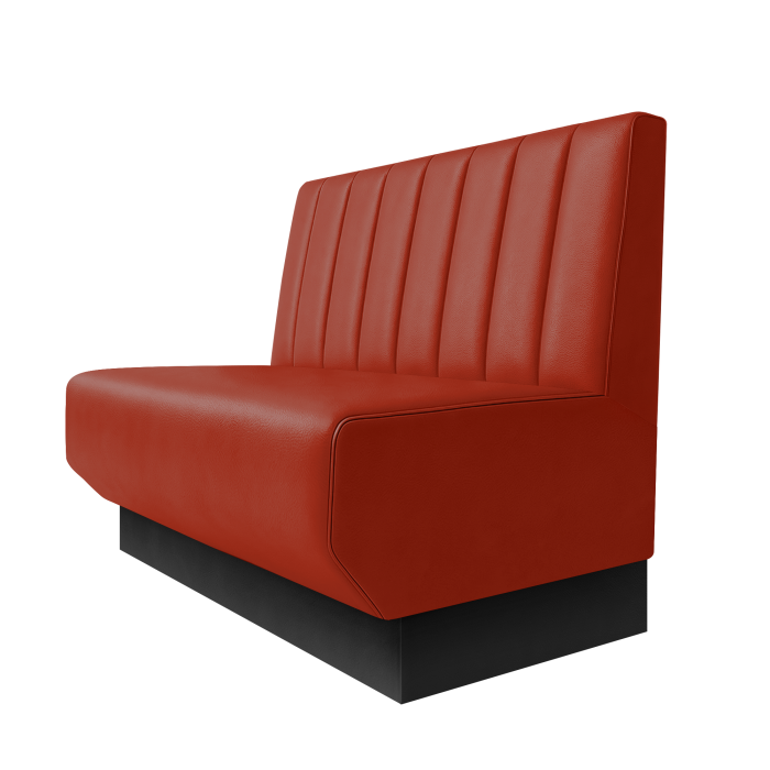 Wagner | Gastrobank | B:H 100 x 100 cm | Rot | Gestreift 12cm | Leder | Fußleiste Schwarz