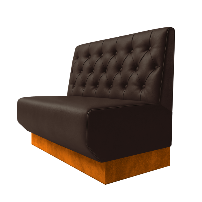 Wagner | Gastrobank | B:H 100 x 100 cm | Braun | Chesterfield | Leder | Fußleiste Orange