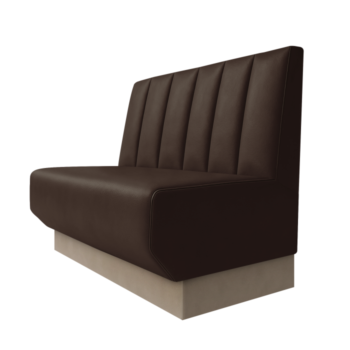 Wagner | Gastrobank | B:H 100 x 100 cm | Braun | Gestreift Doppelnahnt 24cm | Leder | Fußleiste Taupe