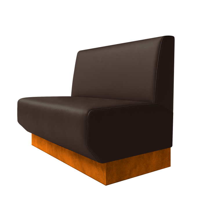 Wagner | Gastrobank | B:H 100 x 100 cm | Braun | Glatt | Leder | Fußleiste Orange