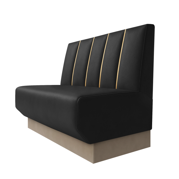 Wagner | Gastrobank | B:H 100 x 100 cm | Schwarz | Dubai | Leder | Fußleiste Taupe