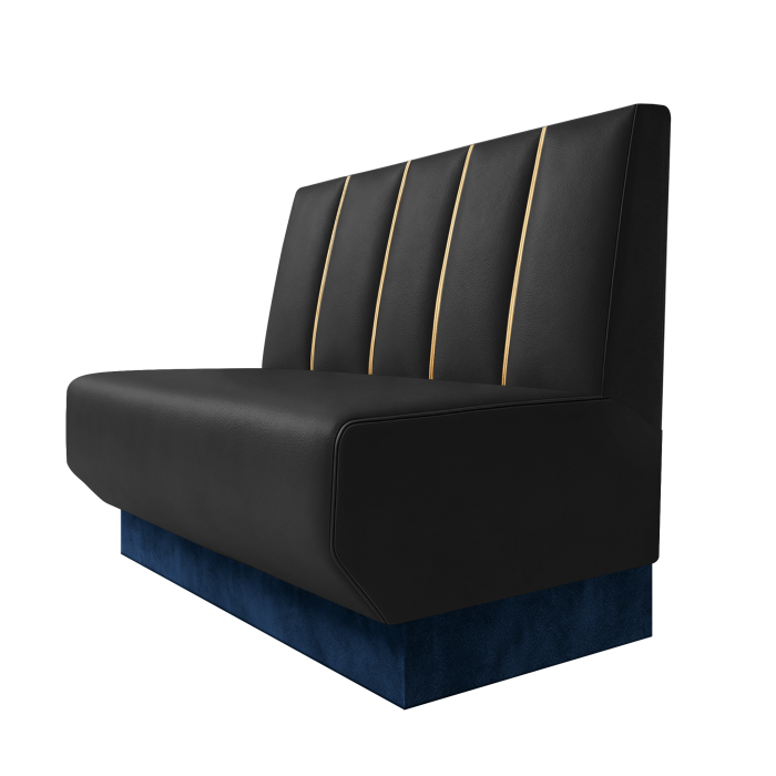 Wagner | Gastrobank | B:H 100 x 100 cm | Schwarz | Dubai | Leder | Fußleiste Blau