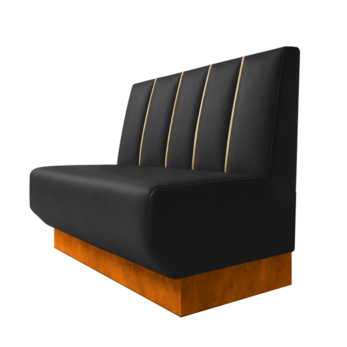 Wagner | Gastrobank | B:H 100 x 100 cm | Schwarz | Dubai | Leder | Fußleiste Orange
