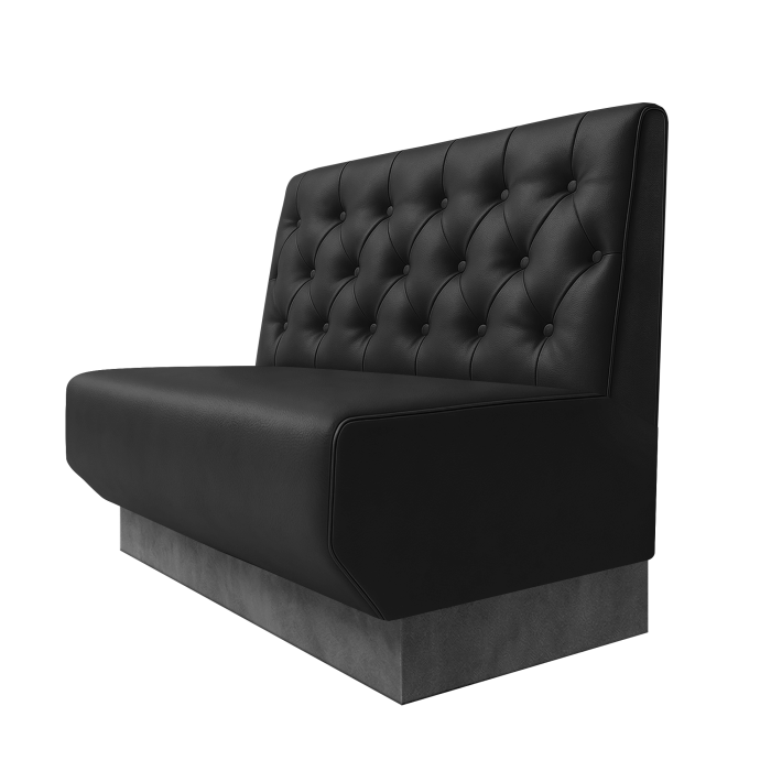 Wagner | Gastrobank | B:H 100 x 100 cm | Schwarz | Chesterfield | Leder | Fußleiste Grau
