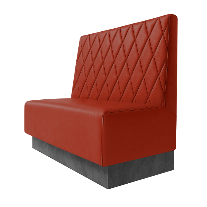 Schmidt | Gastrobank | B:H 100 x 100 cm | Rot | Raute | Leder | Fußleiste Grau