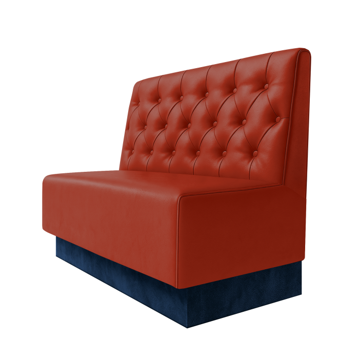 Schmidt | Gastrobank | B:H 100 x 100 cm | Rot | Chesterfield | Leder | Fußleiste Blau