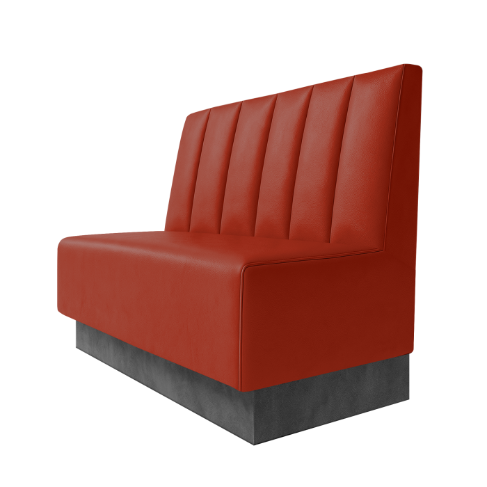 Schmidt | Gastrobank | B:H 100 x 100 cm | Rot | Gestreift Doppelnahnt 24cm | Leder | Fußleiste Grau