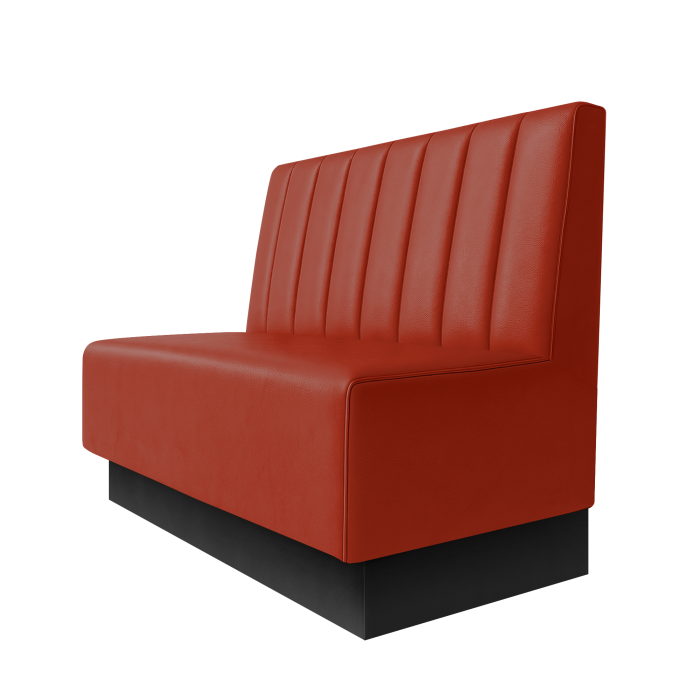 Schmidt | Gastrobank | B:H 100 x 100 cm | Rot | Gestreift 12cm | Leder | Fußleiste Schwarz