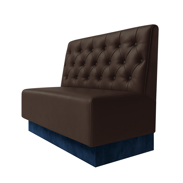 Schmidt | Gastrobank | B:H 100 x 100 cm | Braun | Chesterfield | Leder | Fußleiste Blau