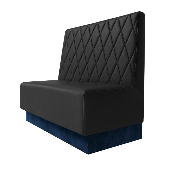 Schmidt | Gastrobank | B:H 100 x 100 cm | Schwarz | Raute | Leder | Fußleiste Blau